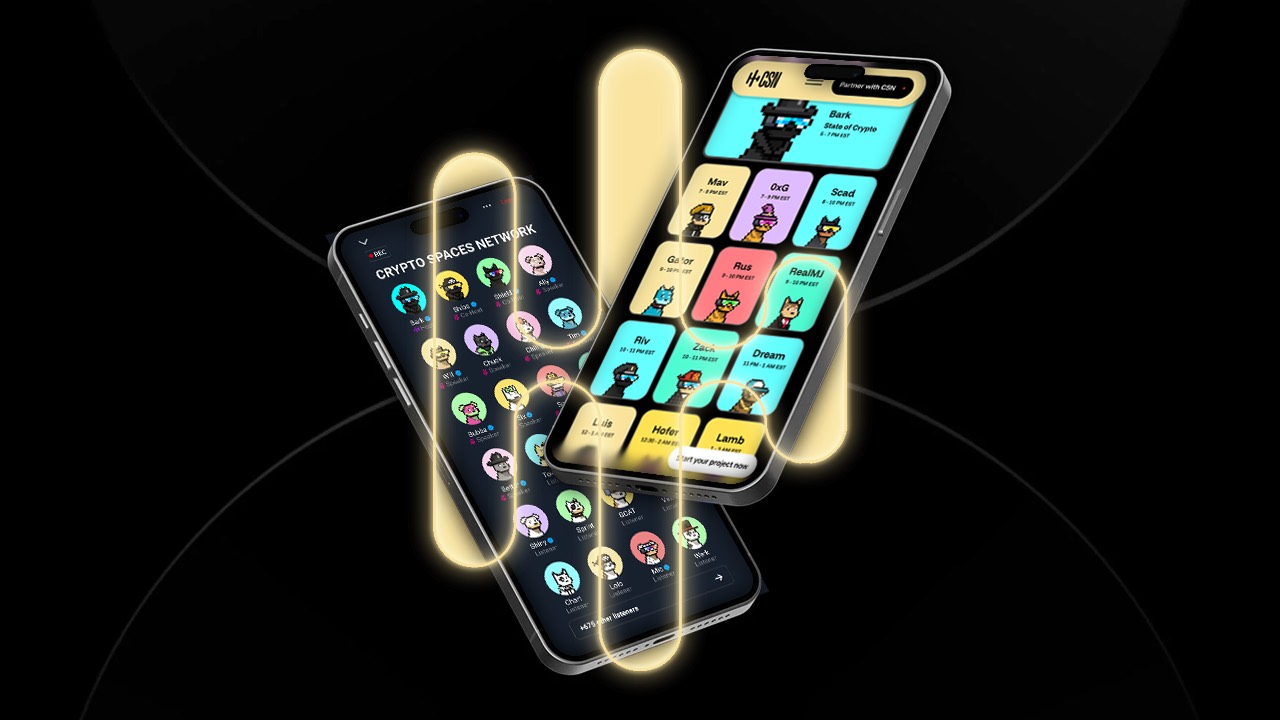 Phones showing Crypto Spaces Network with Bark State of Crypto and pixel hosts