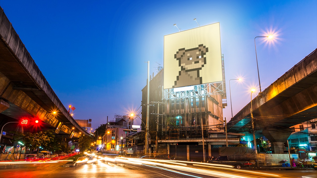 Central Doginal Dogs pixel dog among mixed NFT artworks